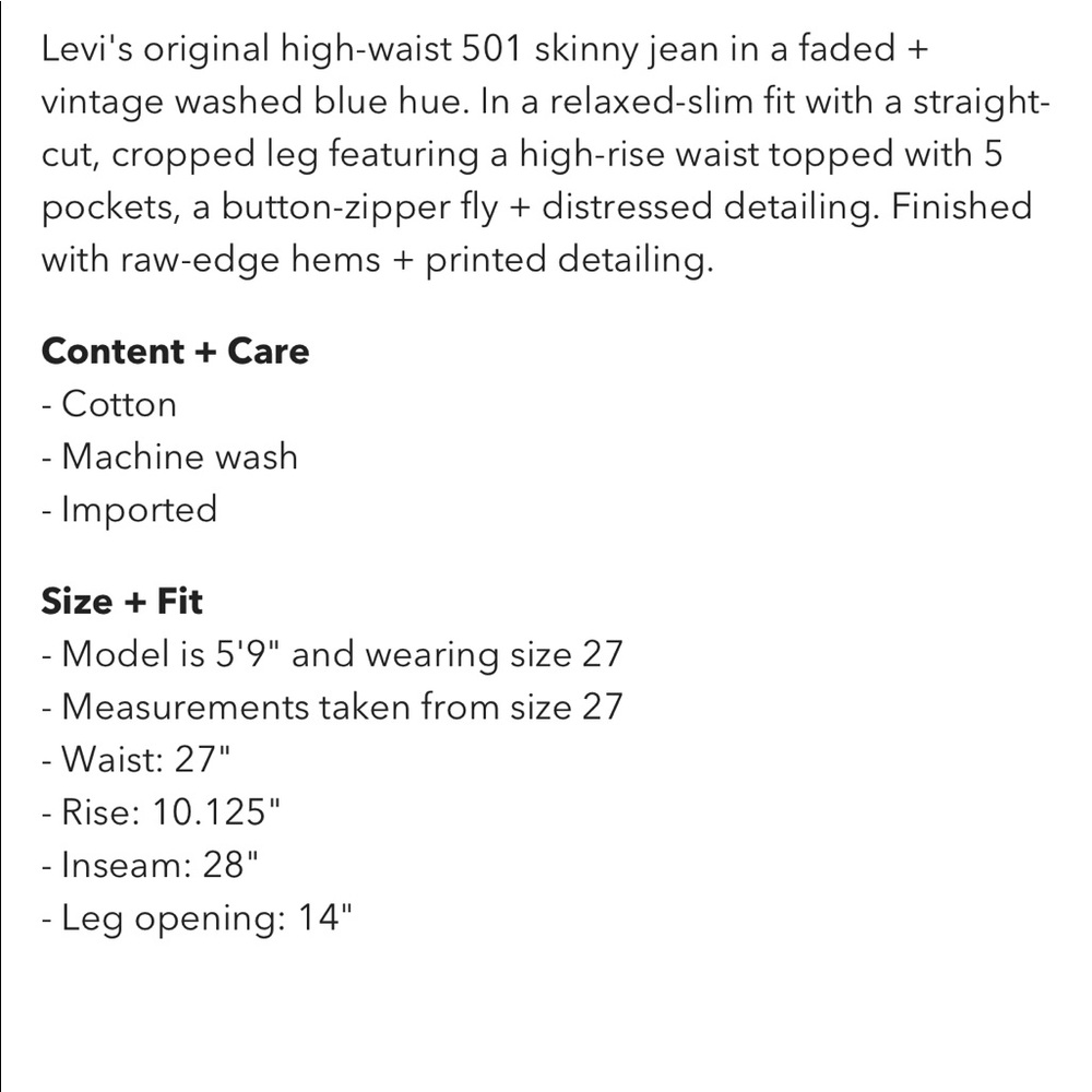 Levi’s 501 Cropped Blue Ripped Jean - Picture 6 of 8